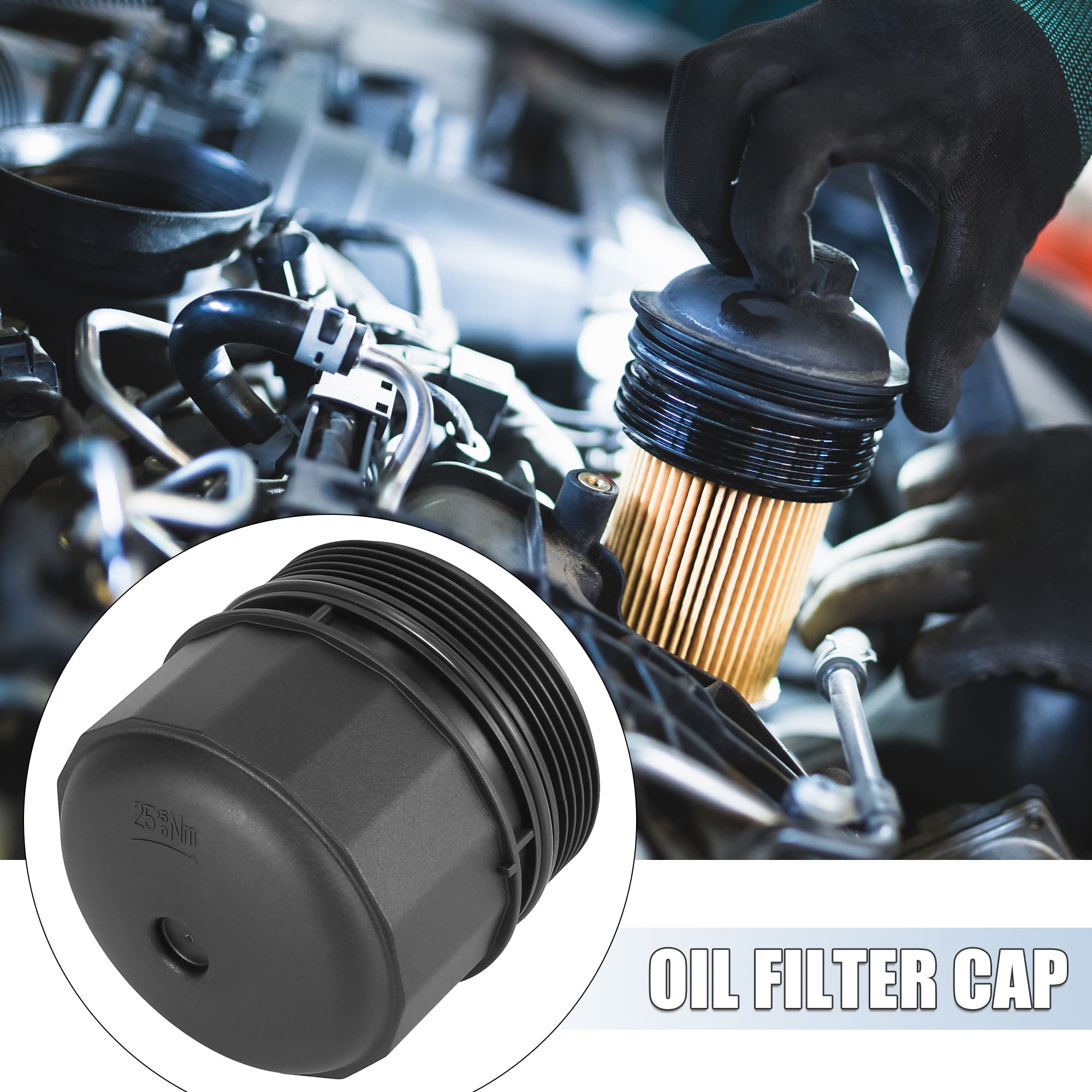 Car Oil Filter Cap Assembly Housing Replacement for Jaguar F-Pace F-Type XE  XF XFR XFR-S XJ AJ812282 C2D17615 