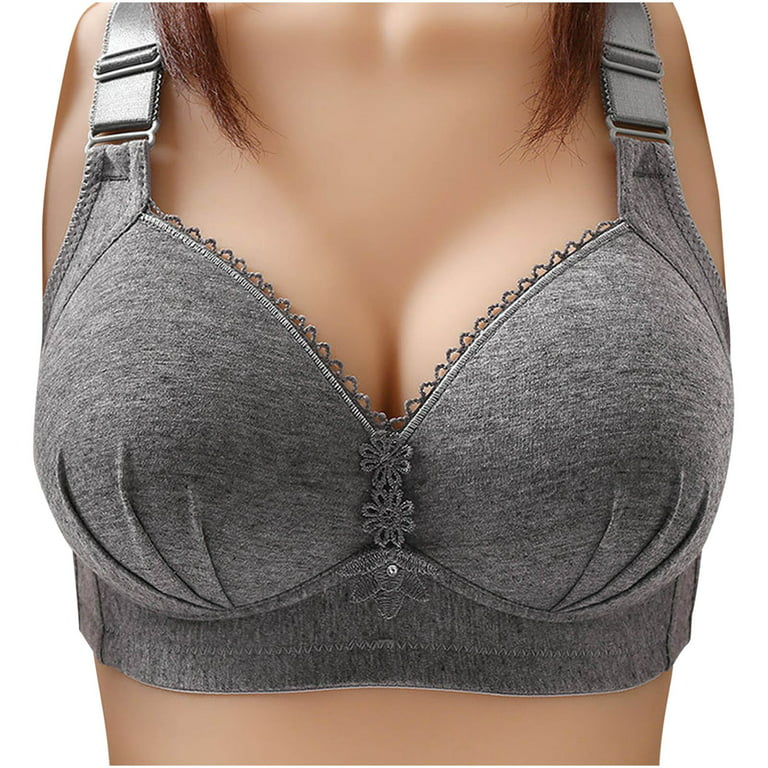 No Underwire Bras for Women Comfort Low Back T Shirt Bra Lightly Lined Full  Figure Bralette Stretch Hides Back Fat Cami Crop No Wire Bras for Women  (Grey,S) at  Women's Clothing