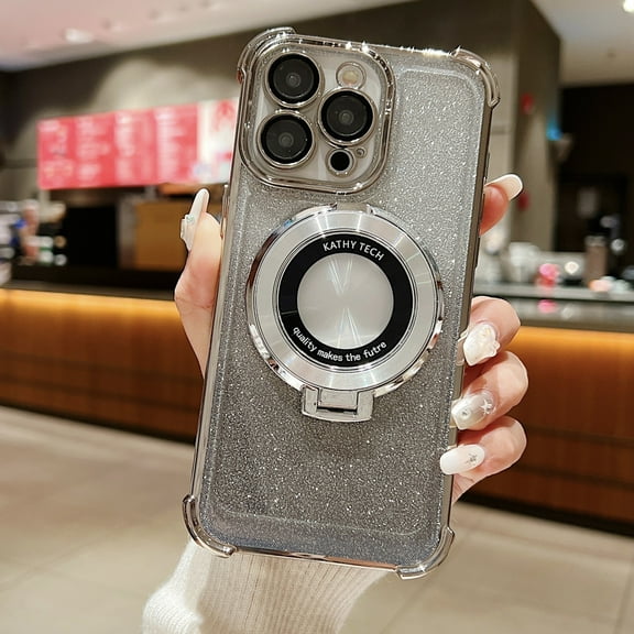 ShellTech for iPhone 16 Pro Max Magnetic Case with Stand,Military Grade Protection Magnetic Shockproof Hard Case with Ring Holder Kickstand Camera Lens Protector for iPhone 16 Pro Max,Gray