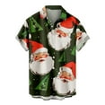 thumbnail image 2 of BLTIBY Christmas Shirt for Men Lapel Button Down Short Sleeve Hawaiian Shirts Xmas Santa Printed Casual Holiday Beach Shirts Tops Green 3XL, 2 of 5