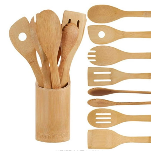 Cooking Utensils Bamboo Kitchen Utensils Set With Holder