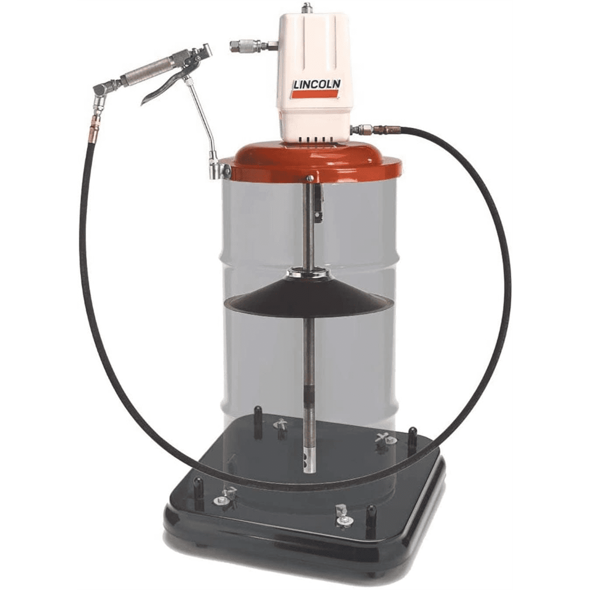 Lincoln 917 Pneumatic 50:1 Ratio Double Acting Grease Pump with Roll-Around Base