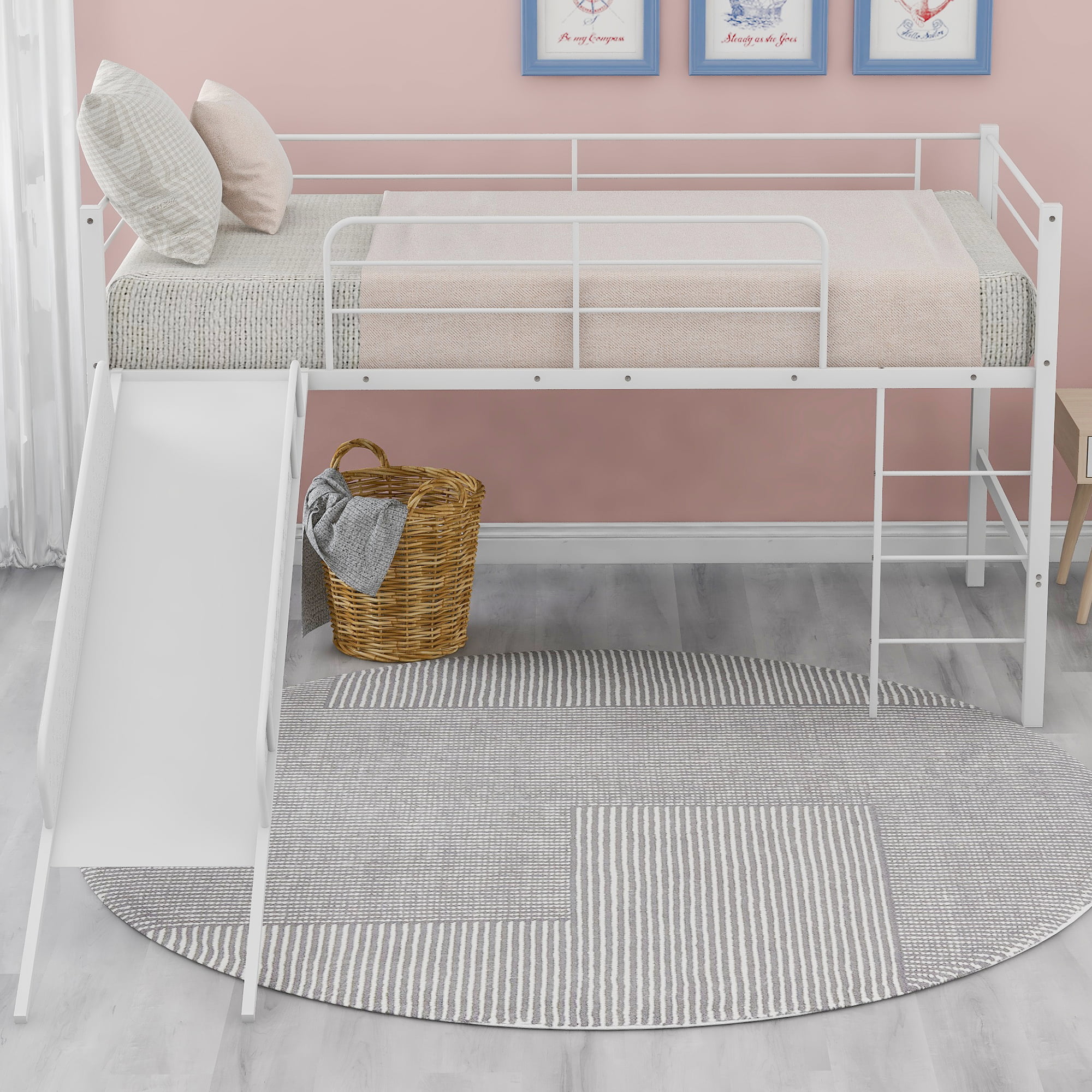 Kids Twin Size Loft Bed With Slide For, Bunk Bed With Slide For Girls