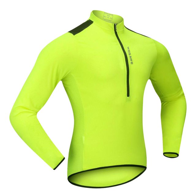 1 Pedazo de Camiseta de Larga Manga Hombres Senderismo Respirable Lavable Duradero Unisexo - se describe, Fluo Green L Baoblaze Ciclismo manga larga