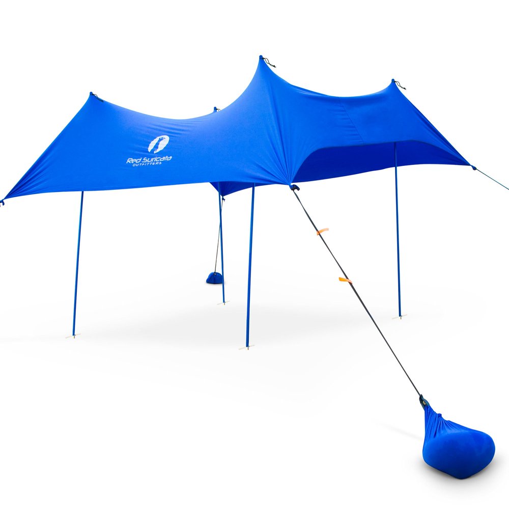 Red Suricata Blue Family Beach Sun Shade Canopy Tent Sunshade with sand