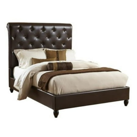 Home Meridian International Sleigh 5/0 Upholstered Headboard, Chocolate ...