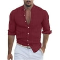 thumbnail image 2 of Men Casual Fashion Turn-down Collar Button Long Sleeve Shirt Blouse, 2 of 6