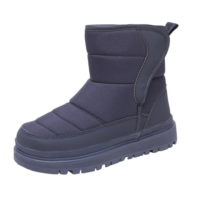 Zanarzt Bottes d'Hiver pour Bébé Mi-Mollet, Bottes Chaudes à Semelle Plate en Peluche pour Enfants, Bottes d'Extérieur à la Mode et Décontractées pour Garçons et Filles, Bleu, 5-5,5 Ans