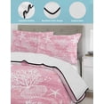thumbnail image 3 of Quilt King Size Bedding Set, Pink Coastal Reversible Summer Quilt 3 Pieces, Summer Ocean Sea Waves Starfish Corals Lightweight Bedspreads Coverlets with 2 Pillow Shams for All Seasons, 3 of 5