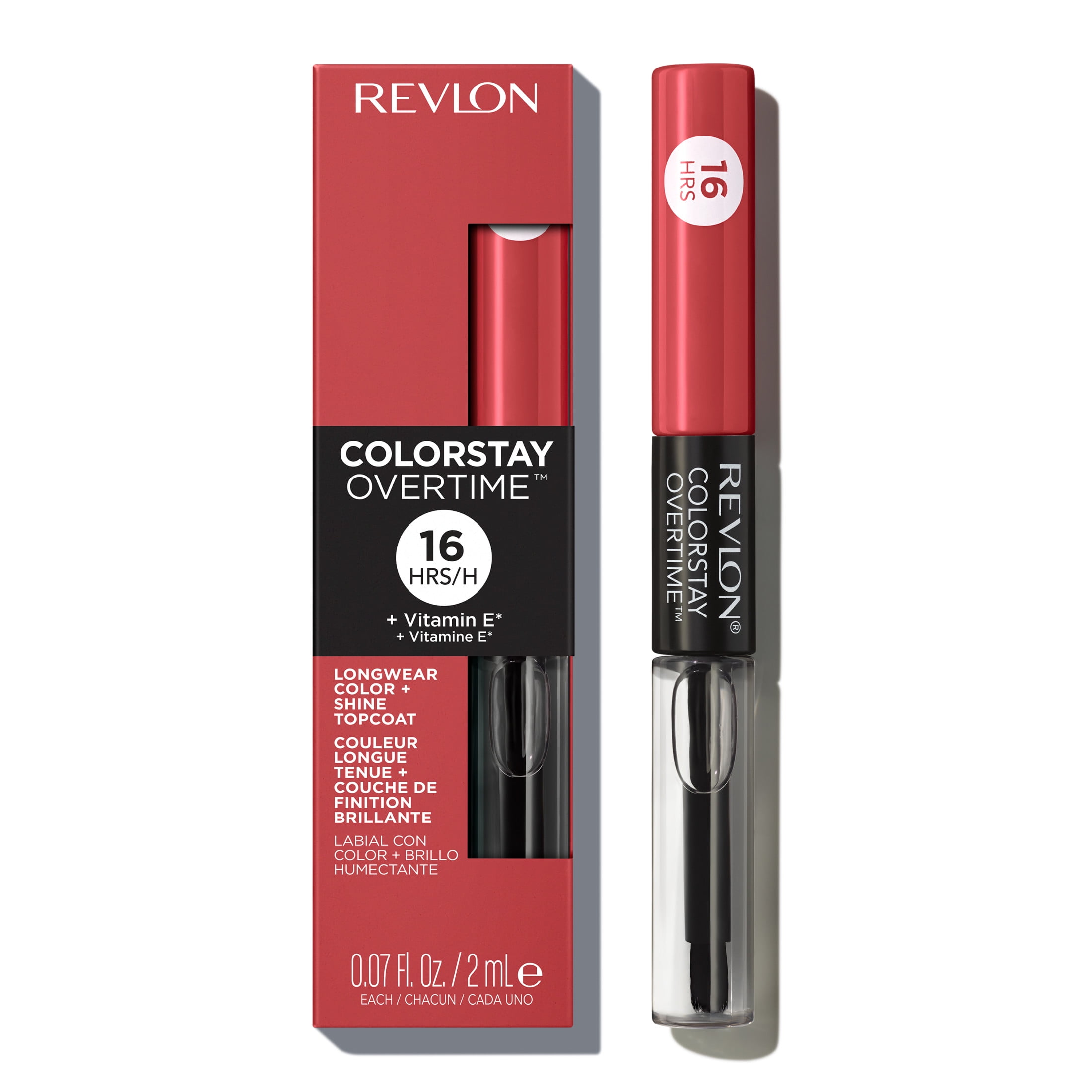 (3 pack) Revlon ColorStay Overtime Longwearing Gloss Lipstick with Vitamin E, 020 Constantly Coral, 0.07 fl oz
