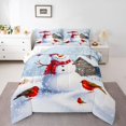 thumbnail image 3 of Homewish Christmas Snowman Child Queen Comforter Set, Red Robin Bird Bedding Sets, Winter Western Cabin Reversible Bedding Comforter Set, Breathable Home Decor, 3pcs, 3 of 8
