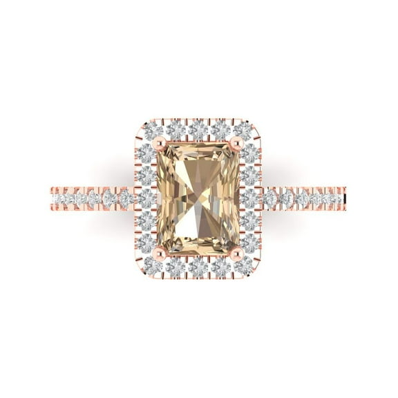 Halo Engagement Ring for Women - 1.86ct Yellow Moissanite in 18K Rose Gold Promise Ring
