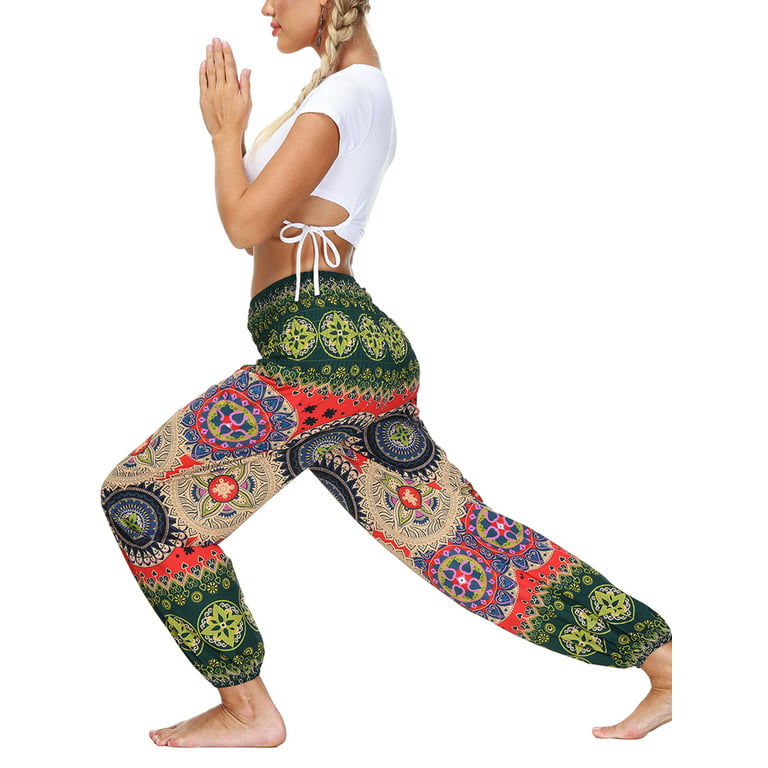 Womens Loose Yoga Pants Floral Print Wide Leg Trousers Long Stretch Pants  Loose Palazzo Trousers Sweatpants Harlan Pants 