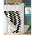 thumbnail image 2 of No Hook Shower Curtain with Snap in Liner, Wood Grain Brown Boho Western Tribe Brown White Black Geometric Wood Grain Shower Curtains for Bathroom, Washable Inner Liner with Mesh Top Window, 72”x78”, 2 of 6