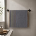 thumbnail image 3 of 3pcs Striped Coral Fleece Bath Towels with Delicate Gold Trim, Super Soft and Highly Absorbent Towels in Mixed Colors, Sized 29*14in for Home, Spa, Gym and Hotel Daily Use, Gray, 3 of 5