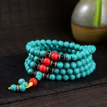 Tibetan 108 Buddha Beads Bracelet Ethnic Style Mala Prayer Beaded Bracelet Meditation Jewelry for Men Women