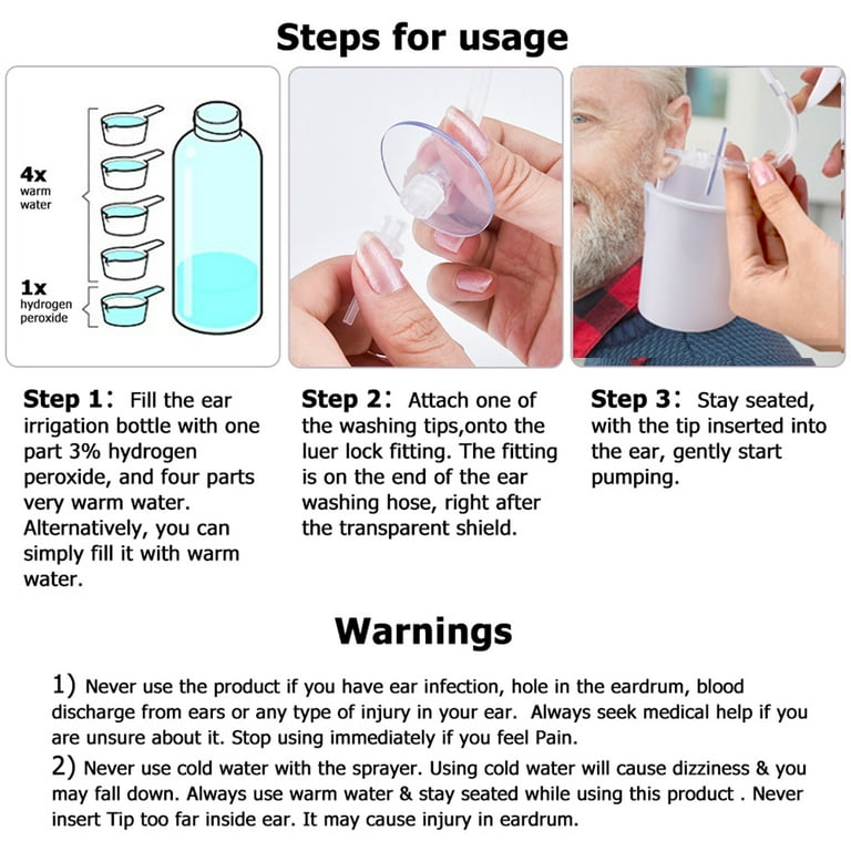 300ml Ear Cleaner Kit for Adults Kids Spiral Ear Wax Remover Plastic Water  Irrigation Bottle Ear Care Washing Safety Squeeze Set