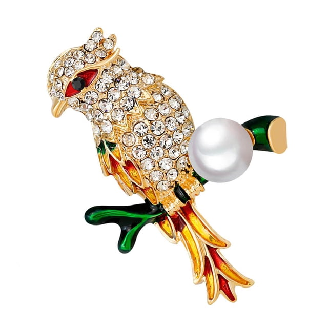 Pin de cuello de sopa con broche de pájaro de cristal de pájaro animal verde Zulema Animal Bird Brooch