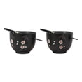 thumbnail image 2 of Japanese White Anemone Flowers Black Ramen Noodles Bowls And Chopsticks Set of 2, 2 of 4