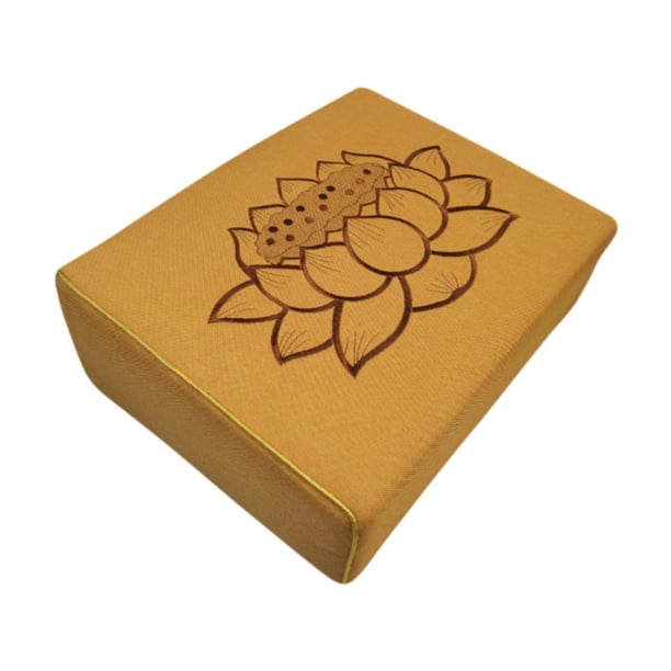 Esterilla de tatami japonesa con funda extraíble y estampado de loto, cómoda amarillo