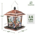 thumbnail image 3 of Kingsyard Hopper Metal Wild Bird Feeder for Outdoor Hanging with 4 Perches Waterproof Roof, Bronze, 3 of 7