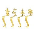 thumbnail image 1 of Christmas Stocking Holder, Mantel Hook Golden Color Snowflake Tree Holiday Decoration Xmas Gift Bag Sock, 1 of 5