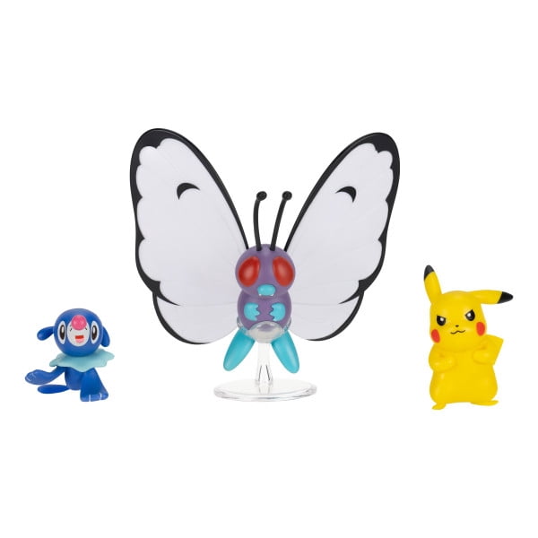 Pokemon Battle Figure 3 Pack - Features 2-Inch Popplio and Pikachu and 3-Inch Butterfree Battle Figures