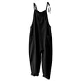 thumbnail image 3 of NMMUED Jumpsuits for Women Cotton Linen Baggy Overalls Casual Sleeveless Spaghetti Strap Rompers Loose Fit Wide Leg Pants with Pockets Summer Outfits Black L, 3 of 6