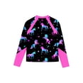 thumbnail image 2 of iEFiEL Kids Girls Printed Long Sleeve Swim Tops UPF 50 Rash Guard Swimming Shirt Pool Beach Bathing Suit Hot Pink 16, 2 of 5