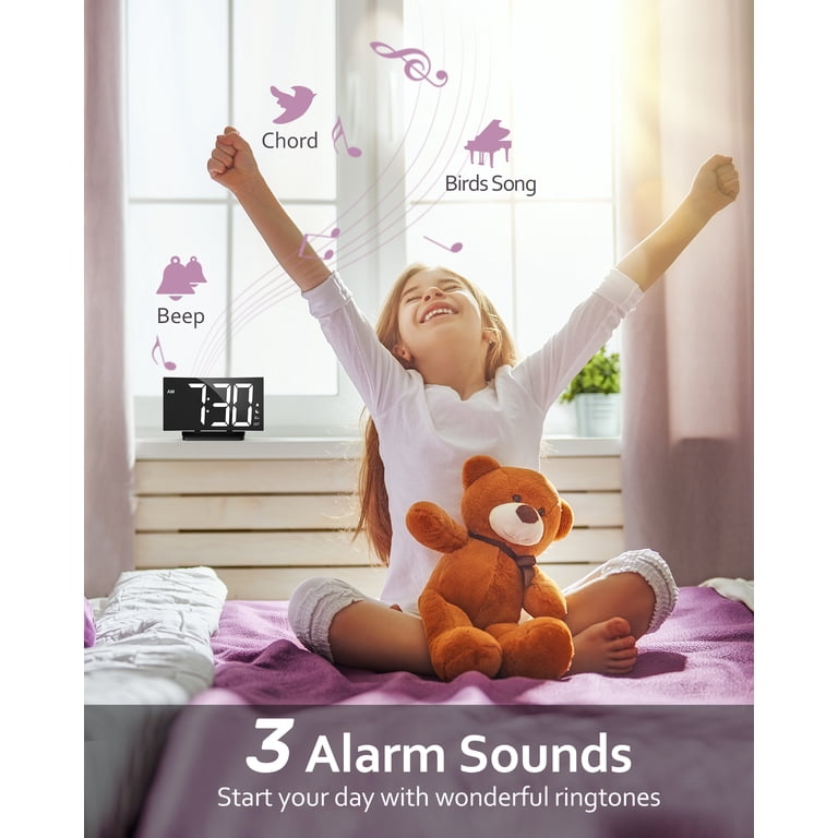 Mpow Curved Digital Alarm Clock, White photo 3