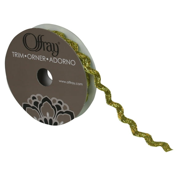 Simplicity Trim, Gold 1/2 inch Metallic Ric Rac Trim Great for Apparel, Home Decorating, and Crafts, 4 Yards, 1 Each