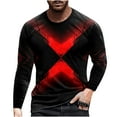 thumbnail image 2 of EQWLJWE T-Shirts for Men Men Long Sleeve Printing Round Neck Pullover T Shirt Blouse, 2 of 3