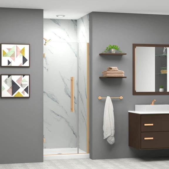 Transolid Ehtb32267610c-Bk Elizabeth 76" High X 32" Wide Hinged Semi Frameless Shower Door
