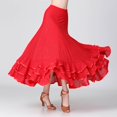 thumbnail image 4 of Maxi Skirts for Women Solid Layered Flowy Spanish Traditional Festival Dance Skirt Red L, 4 of 5