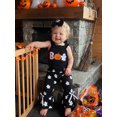 thumbnail image 4 of Cenuakty Girls Halloween Outfits Ghost Embroidery Romper Flared Pants Headband, 4 of 9