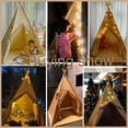 thumbnail image 2 of Teepee for Kids Tent Indoor with Floor Mat,Carry Bag,Banner,Play Cottage with Star Light, Cotton Canvas Kids Teepee Tent for Girls & Boys, Pompom Ball Design, Foldable Teepee Tent, 2 of 8