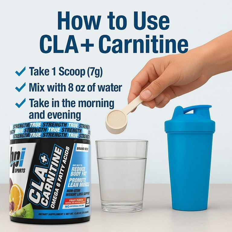 BPI Sports CLA Carnitine Weight Loss Support Formula Fruit Punch 50  Servings - Walmart.com