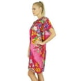 thumbnail image 2 of Bimba Women Cotton Kaftan Bridesmaid Short Pink Floral Chic Beach Caftan, 2 of 5