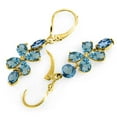 thumbnail image 2 of Galaxy Gold 14k Yellow Gold Blue Topaz Flower Dangle Earrings, 2 of 3