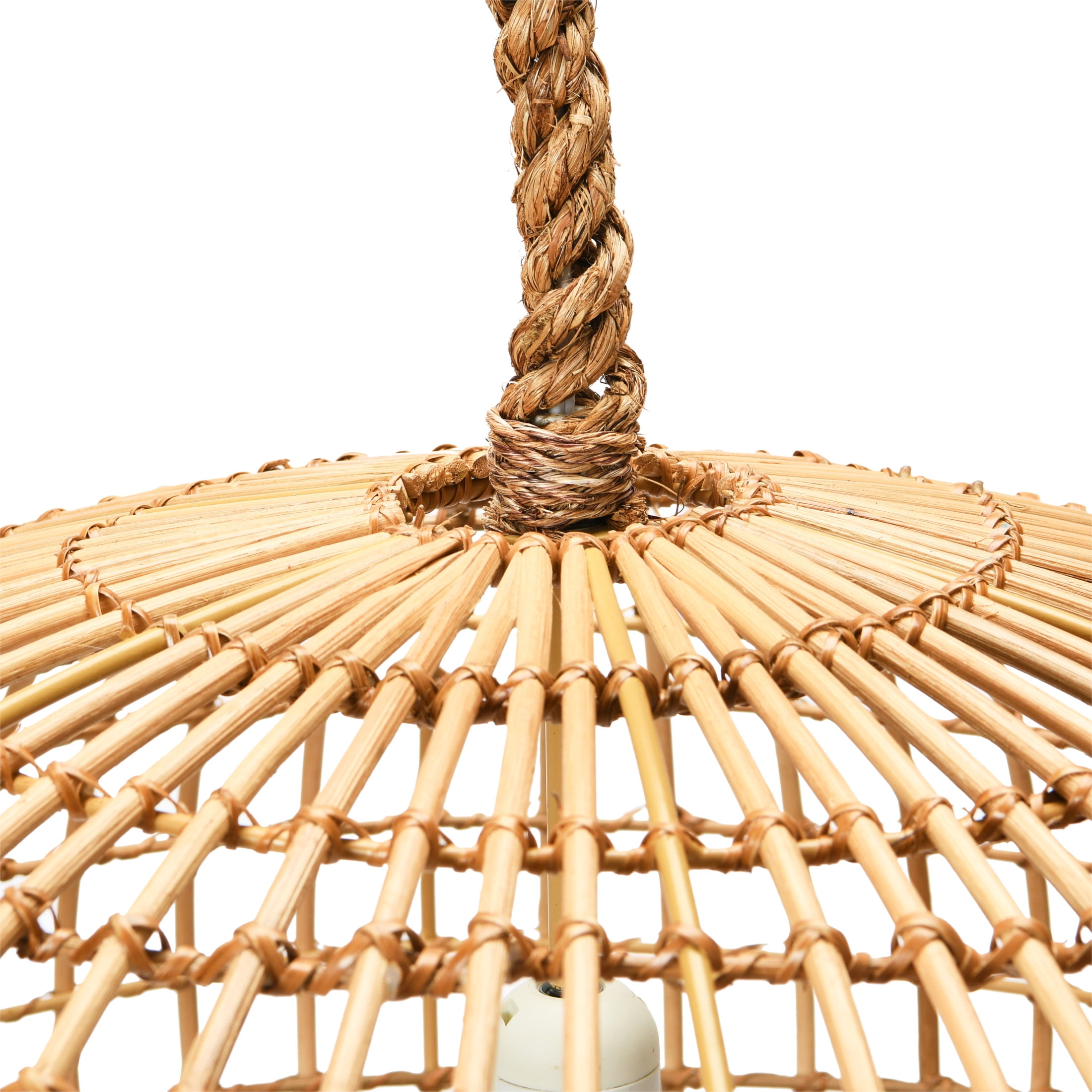 Creative Co-Op Open-Weave Wicker Ceiling Light, Natural
