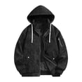 thumbnail image 2 of Homenesgenics Jackets for Men Big and Tall Long-Sleeve Relaxed-Fit Leather Plus Size Casual Hooded Outerwear Black XL, 2 of 9