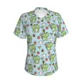 thumbnail image 2 of Uemuo Cute Floral Frog Printed Women's Classic V-Neck T-Shirt - Soft, Breathable, Moisture-Wicking, Perfect for Casual, Office, Travel, and Everyday Wear-3X-Large, 2 of 5