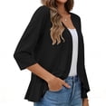 thumbnail image 5 of Womens Casual Open Front Cardigans Lightweight Soft Summer Draped Ruffles 3/4 Sleeve Cardigan, 5 of 7