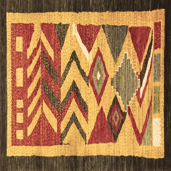 Ahgly Company Indoor Square Abstract Brown Contemporary Area Rugs, 5' Square