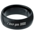 thumbnail image 2 of Tungsten I Love You 3000 Engraved Quote Band Ring 8mm Men Women Comfort Fit Black Dome Polished, 2 of 4