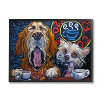 Stupell Industries Bold Modern Dogs Coffee Bar Yawning Teacups Framed Wall Art, 30 x 24, Design by CR Townsend