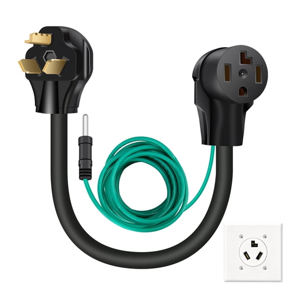 metuvoln 1.5FT 4 Prong to 3 Prong Dryer Adapter with 13.5FT Ground Wire,NEMA 10-30P to 14-30R,10AWG 30A 250V 7500W for New Dryer