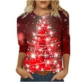 thumbnail image 2 of Holiday Gifts! Titcea Christmas Shirts for Women 3/4 Sleeve Crewneck Cute Christmas Print Pullover Sweaters 2024 Loose Comfort Casual Tops, 2 of 5