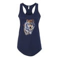 thumbnail image 2 of Wolf Oil Painting Animal Lover Ladies Racerback Tank Top, Navy, Medium, 2 of 3