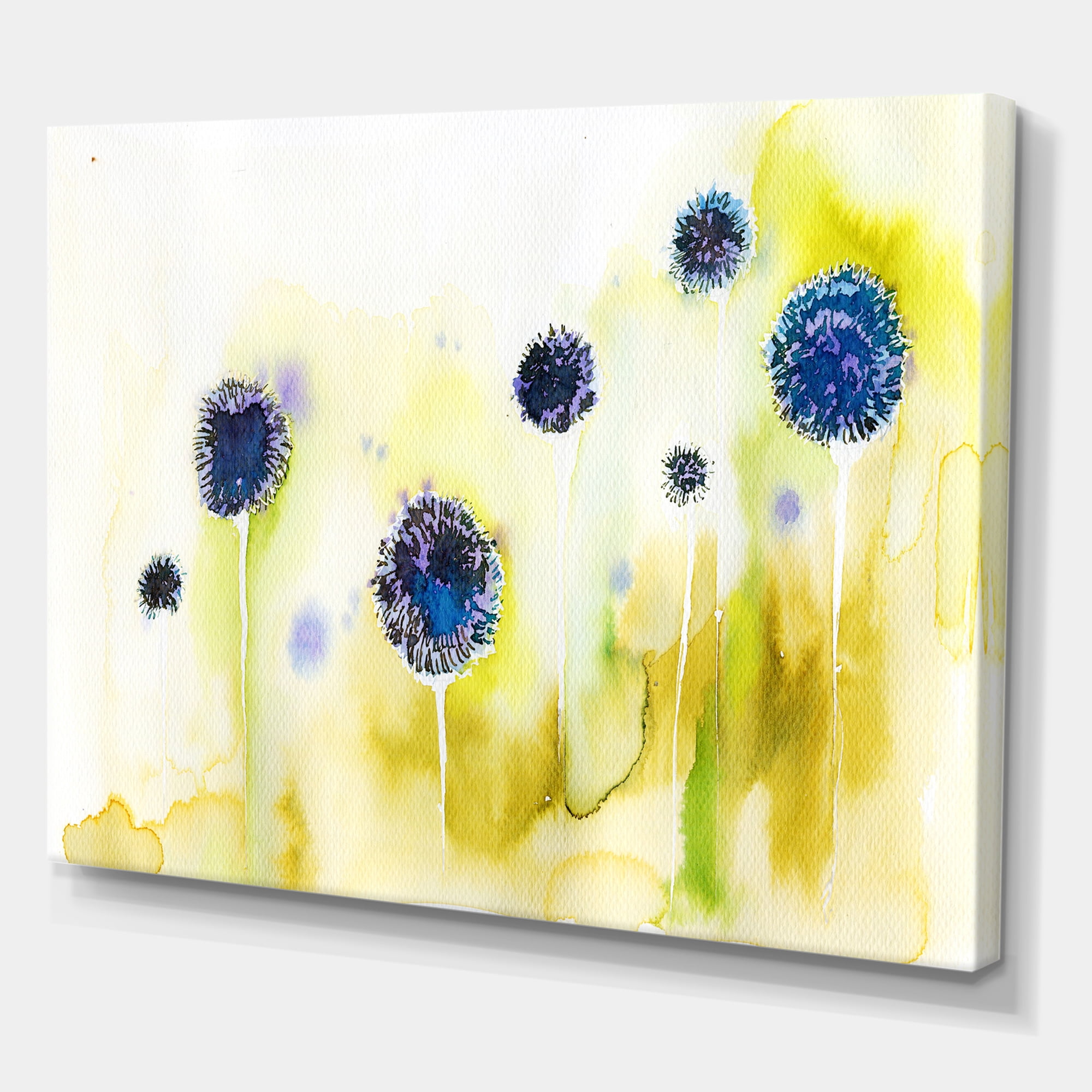 Designart ' Abstract Blue Flowers In The Meadow ' Traditional Canvas Wall Art Print
